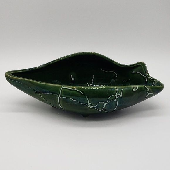 Vintage MCM Beauceware Canada Ceramic Spatter or Drip Glaze Console Bowl Planter - Picture 17 of 17